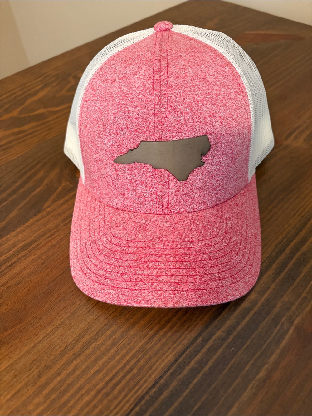 Heather Red Mesh-Back Trucker Hat with State Silhouette